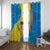 United States Virgin Islands Window Curtain with Blue Yellow Wave Design and Island Map Bird - Wonder Print Shop