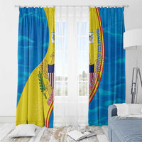 United States Virgin Islands Window Curtain with Blue Yellow Wave Design and Island Map Bird - Wonder Print Shop