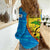 United States Virgin Islands Women Casual Shirt with Blue Yellow Wave Design and Island Map Bird - Wonder Print Shop