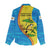 United States Virgin Islands Women Casual Shirt with Blue Yellow Wave Design and Island Map Bird - Wonder Print Shop