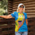 United States Virgin Islands Women Polo Shirt with Blue Yellow Wave Design and Island Map Bird - Wonder Print Shop