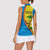 United States Virgin Islands Women Sleeveless Polo Shirt with Blue Yellow Wave Design and Island Map Bird - Wonder Print Shop