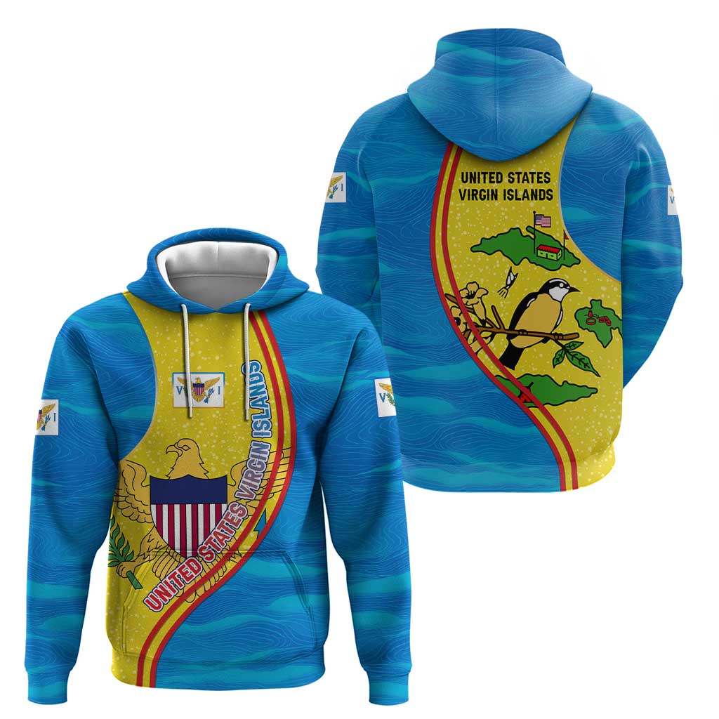 United States Virgin Islands Zip Hoodie with Blue Yellow Wave Design and Island Map Bird - Wonder Print Shop