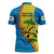 United States Virgin Islands Zipper Polo Shirt with Blue Yellow Wave Design and Island Map Bird - Wonder Print Shop