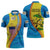United States Virgin Islands Zipper Polo Shirt with Blue Yellow Wave Design and Island Map Bird - Wonder Print Shop