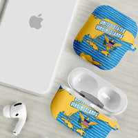 United States Virgin Islands AirPods Case with Blue Yellow Ocean Design and Eagle Map Pattern - Wonder Print Shop