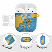 United States Virgin Islands AirPods Case with Blue Yellow Ocean Design and Eagle Map Pattern - Wonder Print Shop