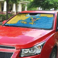 United States Virgin Islands Auto Sun Shade with Blue Yellow Ocean Design and Eagle Map Pattern - Wonder Print Shop