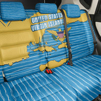 United States Virgin Islands Back Car Seat Cover with Blue Yellow Ocean Design and Eagle Map Pattern - Wonder Print Shop