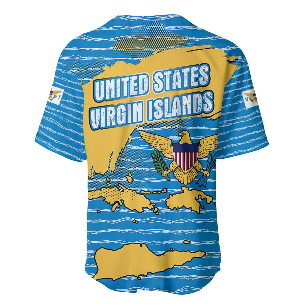 United States Virgin Islands Baseball Jersey with Blue Yellow Ocean Design and Eagle Map Pattern - Wonder Print Shop