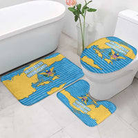 United States Virgin Islands Bathroom Set with Blue Yellow Ocean Design and Eagle Map Pattern - Wonder Print Shop