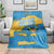 United States Virgin Islands Blanket with Blue Yellow Ocean Design and Eagle Map Pattern - Wonder Print Shop