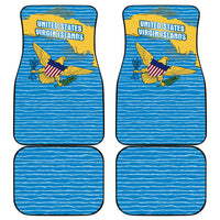 United States Virgin Islands Car Mats with Blue Yellow Ocean Design and Eagle Map Pattern - Wonder Print Shop