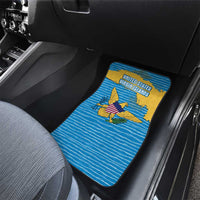 United States Virgin Islands Car Mats with Blue Yellow Ocean Design and Eagle Map Pattern - Wonder Print Shop