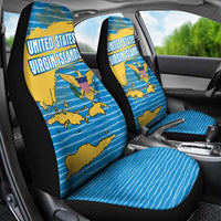 United States Virgin Islands Car Seat Cover with Blue Yellow Ocean Design and Eagle Map Pattern - Wonder Print Shop