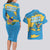 United States Virgin Islands Couples Matching Long Sleeve Bodycon Dress and Hawaiian Shirt with Blue Yellow Ocean Design and Eagle Map Pattern - Wonder Print Shop