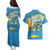 United States Virgin Islands Couples Matching Puletasi and Hawaiian Shirt with Blue Yellow Ocean Design and Eagle Map Pattern - Wonder Print Shop