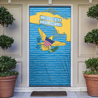 United States Virgin Islands Door Cover with Blue Yellow Ocean Design and Eagle Map Pattern - Wonder Print Shop