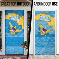 United States Virgin Islands Door Cover with Blue Yellow Ocean Design and Eagle Map Pattern - Wonder Print Shop