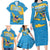 United States Virgin Islands Family Matching Long Sleeve Bodycon Dress and Hawaiian Shirt with Blue Yellow Ocean Design and Eagle Map Pattern - Wonder Print Shop