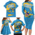 United States Virgin Islands Family Matching Long Sleeve Bodycon Dress and Hawaiian Shirt with Blue Yellow Ocean Design and Eagle Map Pattern - Wonder Print Shop