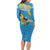 United States Virgin Islands Family Matching Long Sleeve Bodycon Dress and Hawaiian Shirt with Blue Yellow Ocean Design and Eagle Map Pattern - Wonder Print Shop