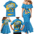 United States Virgin Islands Family Matching Mermaid Dress and Hawaiian Shirt with Blue Yellow Ocean Design and Eagle Map Pattern - Wonder Print Shop
