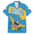 United States Virgin Islands Family Matching Mermaid Dress and Hawaiian Shirt with Blue Yellow Ocean Design and Eagle Map Pattern - Wonder Print Shop