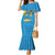 United States Virgin Islands Family Matching Mermaid Dress and Hawaiian Shirt with Blue Yellow Ocean Design and Eagle Map Pattern - Wonder Print Shop