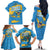 United States Virgin Islands Family Matching Off The Shoulder Long Sleeve Dress and Hawaiian Shirt with Blue Yellow Ocean Design and Eagle Map Pattern - Wonder Print Shop