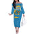 United States Virgin Islands Family Matching Off The Shoulder Long Sleeve Dress and Hawaiian Shirt with Blue Yellow Ocean Design and Eagle Map Pattern - Wonder Print Shop
