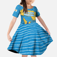 United States Virgin Islands Family Matching Off Shoulder Maxi Dress and Hawaiian Shirt with Blue Yellow Ocean Design and Eagle Map Pattern - Wonder Print Shop