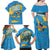 United States Virgin Islands Family Matching Off Shoulder Maxi Dress and Hawaiian Shirt with Blue Yellow Ocean Design and Eagle Map Pattern - Wonder Print Shop