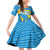 United States Virgin Islands Family Matching Off Shoulder Short Dress and Hawaiian Shirt with Blue Yellow Ocean Design and Eagle Map Pattern - Wonder Print Shop