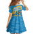 United States Virgin Islands Family Matching Off Shoulder Short Dress and Hawaiian Shirt with Blue Yellow Ocean Design and Eagle Map Pattern - Wonder Print Shop