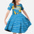 United States Virgin Islands Family Matching Short Sleeve Bodycon Dress and Hawaiian Shirt with Blue Yellow Ocean Design and Eagle Map Pattern - Wonder Print Shop