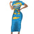 United States Virgin Islands Family Matching Short Sleeve Bodycon Dress and Hawaiian Shirt with Blue Yellow Ocean Design and Eagle Map Pattern - Wonder Print Shop