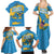 United States Virgin Islands Family Matching Summer Maxi Dress and Hawaiian Shirt with Blue Yellow Ocean Design and Eagle Map Pattern - Wonder Print Shop