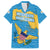 United States Virgin Islands Family Matching Summer Maxi Dress and Hawaiian Shirt with Blue Yellow Ocean Design and Eagle Map Pattern - Wonder Print Shop