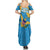 United States Virgin Islands Family Matching Summer Maxi Dress and Hawaiian Shirt with Blue Yellow Ocean Design and Eagle Map Pattern - Wonder Print Shop