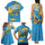 United States Virgin Islands Family Matching Tank Maxi Dress and Hawaiian Shirt with Blue Yellow Ocean Design and Eagle Map Pattern - Wonder Print Shop