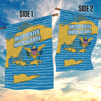 United States Virgin Islands Garden Flag with Blue Yellow Ocean Design and Eagle Map Pattern - Wonder Print Shop