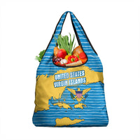 United States Virgin Islands Grocery Bag with Blue Yellow Ocean Design and Eagle Map Pattern - Wonder Print Shop