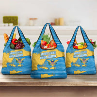 United States Virgin Islands Grocery Bag with Blue Yellow Ocean Design and Eagle Map Pattern - Wonder Print Shop