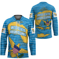 United States Virgin Islands Hockey Jersey with Blue Yellow Ocean Design and Eagle Map Pattern - Wonder Print Shop