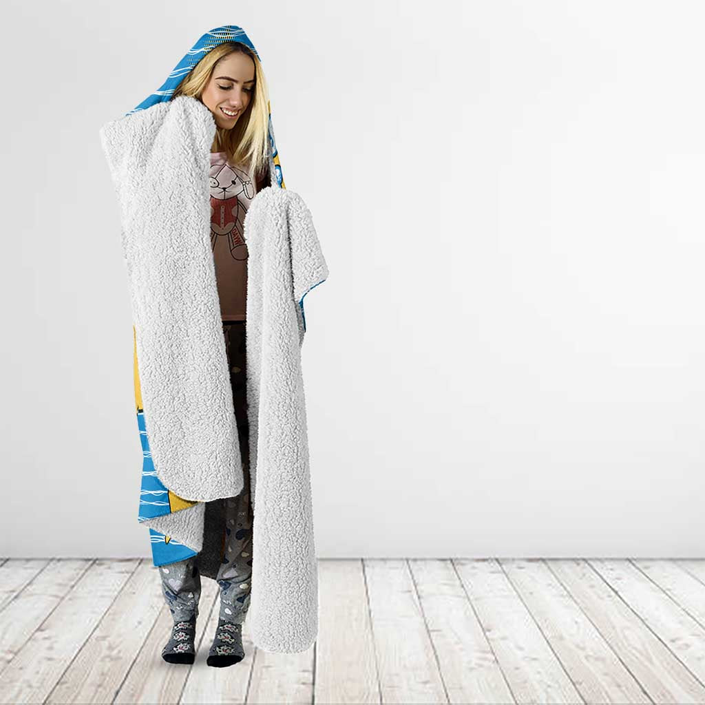 United States Virgin Islands Hooded Blanket with Blue Yellow Ocean Design and Eagle Map Pattern - Wonder Print Shop