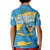 United States Virgin Islands Kid Polo Shirt with Blue Yellow Ocean Design and Eagle Map Pattern - Wonder Print Shop