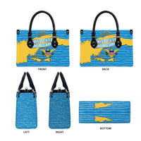 United States Virgin Islands Leather Bag with Blue Yellow Ocean Design and Eagle Map Pattern - Wonder Print Shop