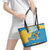 United States Virgin Islands Leather Tote Bag with Blue Yellow Ocean Design and Eagle Map Pattern - Wonder Print Shop
