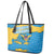 United States Virgin Islands Leather Tote Bag with Blue Yellow Ocean Design and Eagle Map Pattern - Wonder Print Shop